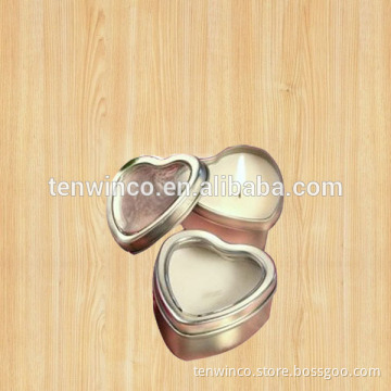 Heart Shaped Candle Tin Box with PVC Window